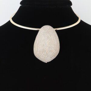 Rhinestone Plate Choker Necklace